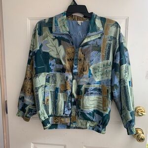 COACO 100% Silk Colorful Graphic Jacket